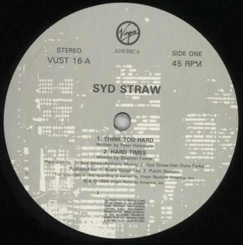 Syd Straw Think Too Hard 12" vinyl single (12 inch record / Maxi-single) UK SSW12TH844950
