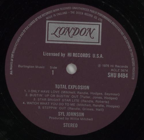 Syl Johnson Total Explosion vinyl LP album (LP record) UK SBPLPTO864943