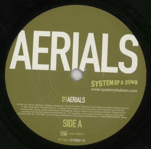 System Of A Down Aerials 7" vinyl single (7 inch record / 45) UK SMD07AE219393