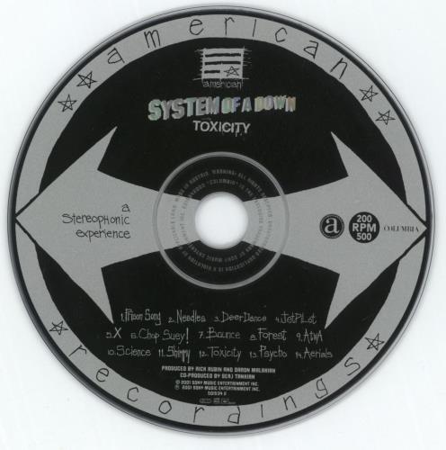 System Of A Down Toxicity CD album (CDLP) US SMDCDTO657221