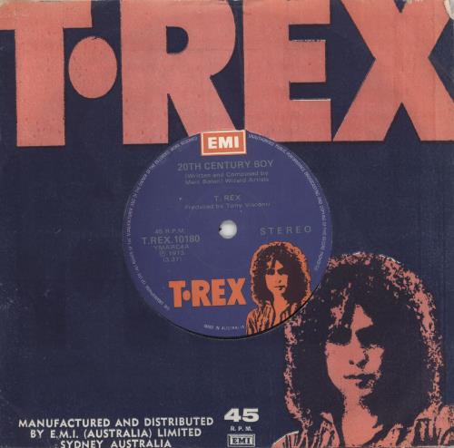 T-Rex / Tyrannosaurus Rex 20th Century Boy 7" vinyl single (7 inch record / 45) Australian REX07TH731341
