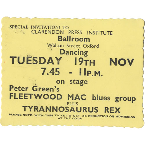 T-Rex / Tyrannosaurus Rex Clarendon Press Institute Ballroom concert ticket UK REXTICL488136