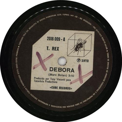 T-Rex / Tyrannosaurus Rex Debora 7" vinyl single (7 inch record / 45) Brazilian REX07DE757787