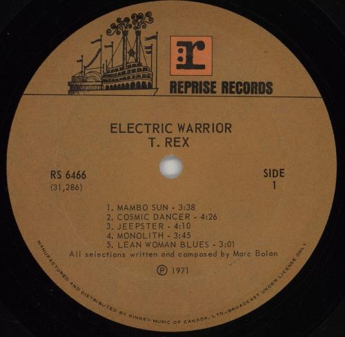 T-Rex / Tyrannosaurus Rex Electric Warrior vinyl LP album (LP record) Canadian REXLPEL754629