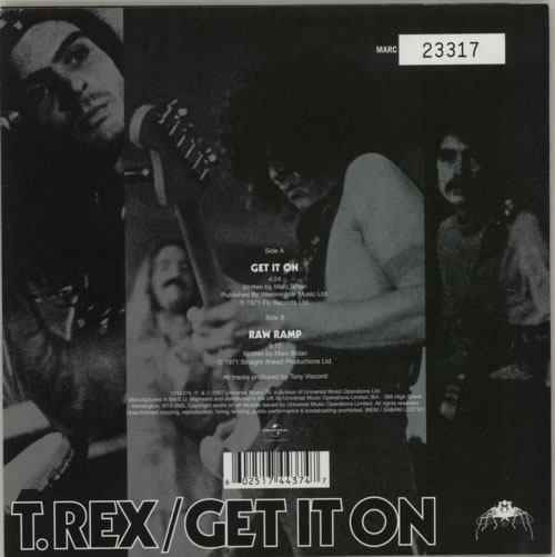 T-Rex / Tyrannosaurus Rex Get It On 7" vinyl single (7 inch record / 45) UK REX07GE413050