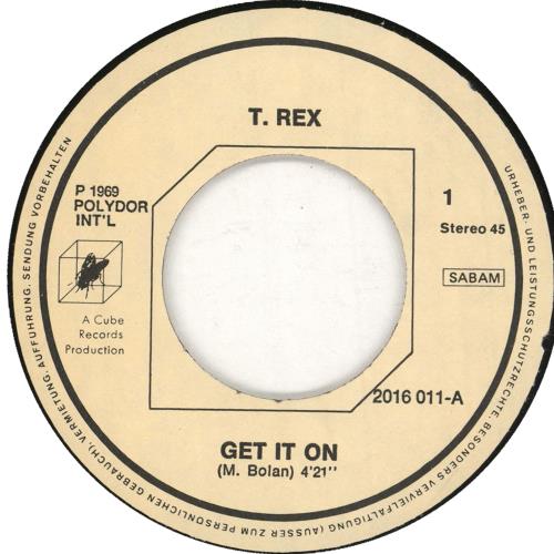 T-Rex / Tyrannosaurus Rex Get It On 7" vinyl single (7 inch record / 45) Belgian REX07GE732284