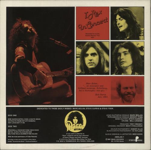 T-Rex / Tyrannosaurus Rex In Concert + Poster - EX vinyl LP album (LP record) UK REXLPIN849332