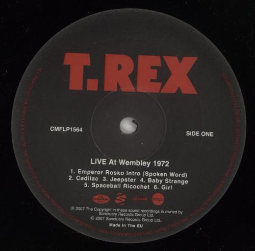 T-Rex / Tyrannosaurus Rex Live At Wembley 1972 vinyl LP album (LP record) UK REXLPLI413312