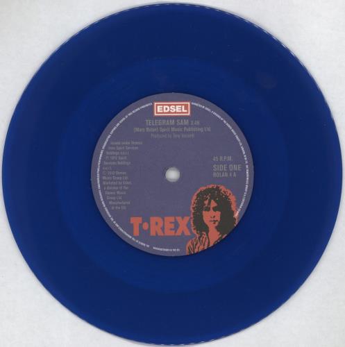 T-Rex / Tyrannosaurus Rex Telegram Sam - RSD12 - Blue Vinyl 7" vinyl single (7 inch record / 45) UK REX07TE620928