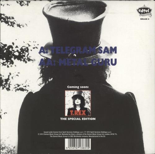 T-Rex / Tyrannosaurus Rex Telegram Sam - RSD12 - Blue Vinyl 7" vinyl single (7 inch record / 45) UK REX07TE620928