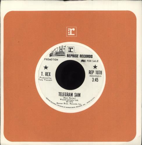 T-Rex / Tyrannosaurus Rex Telegram Sam 7" vinyl single (7 inch record / 45) US REX07TE730139