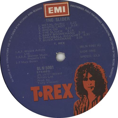 T-Rex / Tyrannosaurus Rex The Slider + Inner vinyl LP album (LP record) South African REXLPTH667335