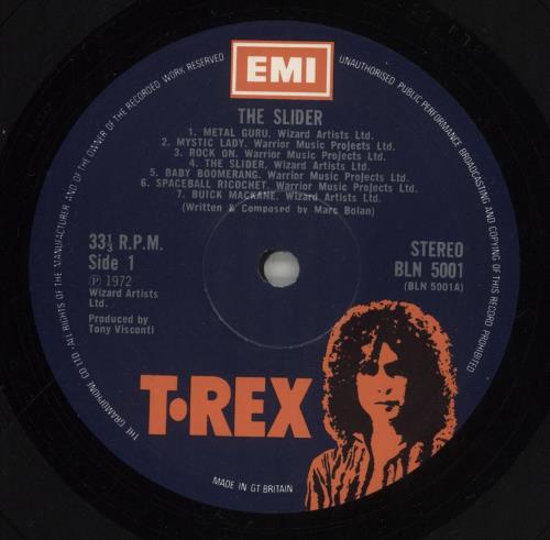 T-Rex / Tyrannosaurus Rex The Slider vinyl LP album (LP record) UK REXLPTH86066