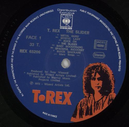 T-Rex / Tyrannosaurus Rex The Slider vinyl LP album (LP record) French REXLPTH871140