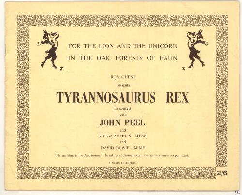 T-Rex / Tyrannosaurus Rex For The Lion And The Unicorn In The Oak Forests Of Faun tour programme UK REXTRFO722920