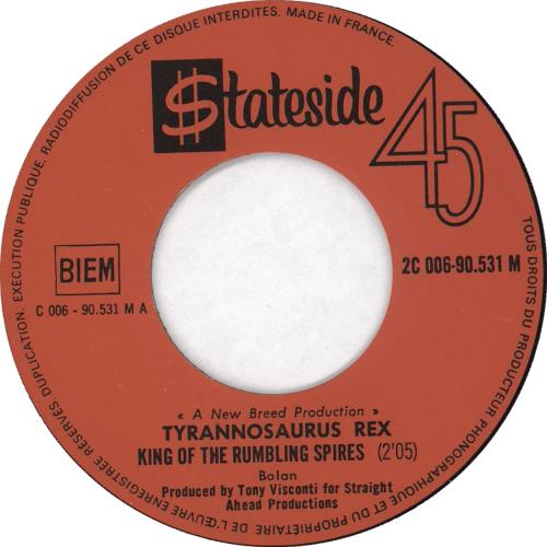TRex / Tyrannosaurus Rex King Of The Rumbling Spires French 7" vinyl