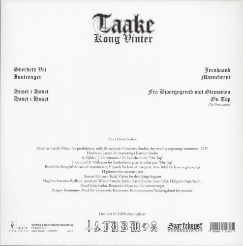 Taake Kong Vinter 2-LP vinyl record set (Double LP Album) Norwegian 0CA2LKO788637