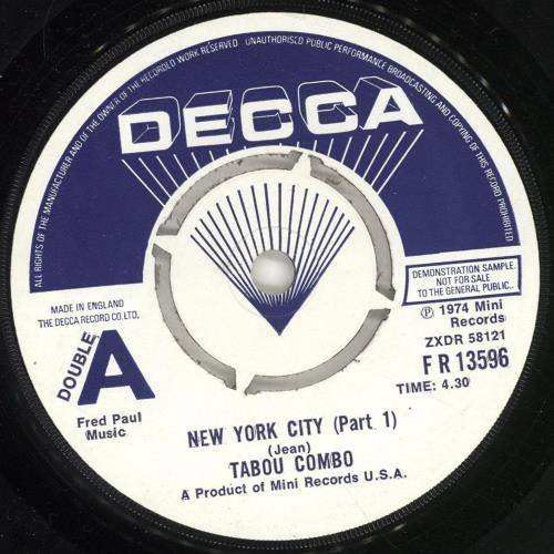 Tabou Combo New York City 7" vinyl single (7 inch record / 45) UK UCP07NE705762