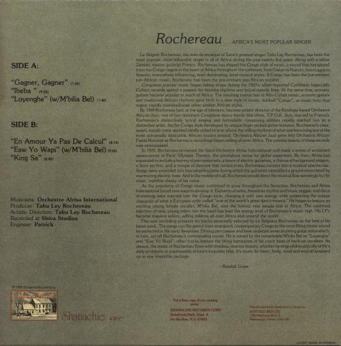 Tabu Ley Rochereau vinyl LP album (LP record) US 6RBLPRO882719