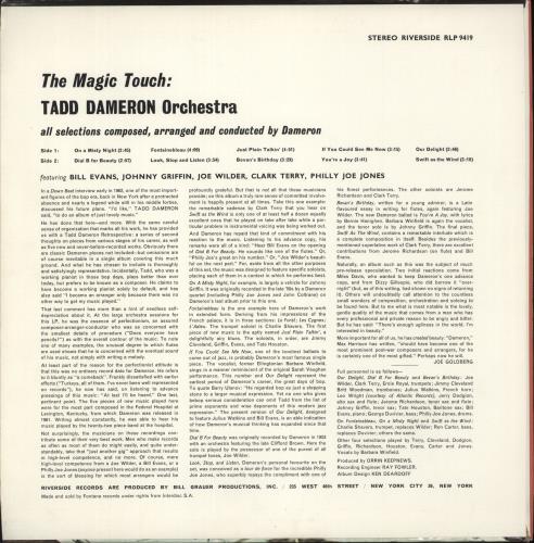 Tadd Dameron The Magic Touch vinyl LP album (LP record) UK T^DLPTH880909