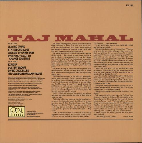 Taj Mahal Taj Mahal vinyl LP album (LP record) UK TAJLPTA497803