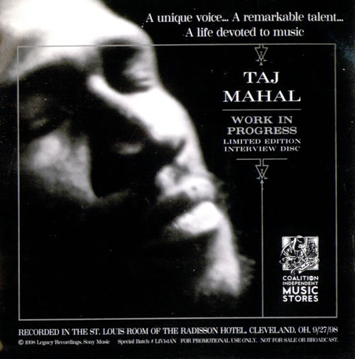 Taj Mahal Work In Progress - Interview Disc CD album (CDLP) US TAJCDWO525864