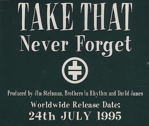 Take That Never Forget CD single (CD5 / 5") UK TAKC5NE49600