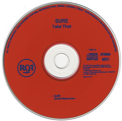 Take That Sure CD single (CD5 / 5") UK TAKC5SU34834