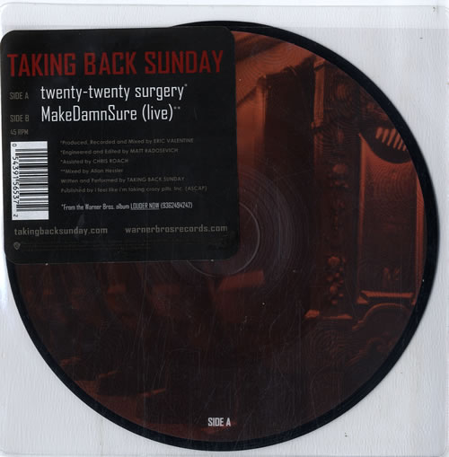 Taking Back Sunday Twenty-Twenty Surgery 7" vinyl picture disc (7 inch picture disc single) UK TU37PTW598664