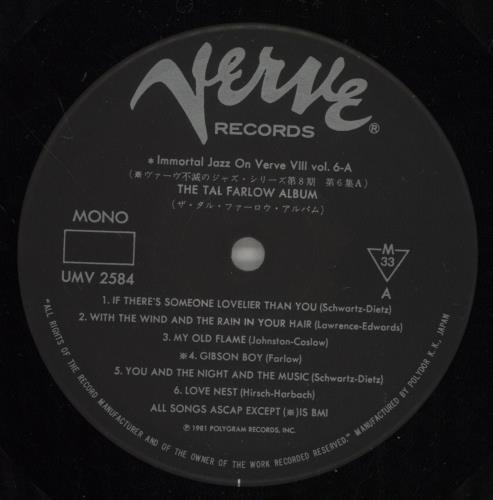 Tal Farlow The Tal Farlow Album vinyl LP album (LP record) Japanese LO3LPTH888649