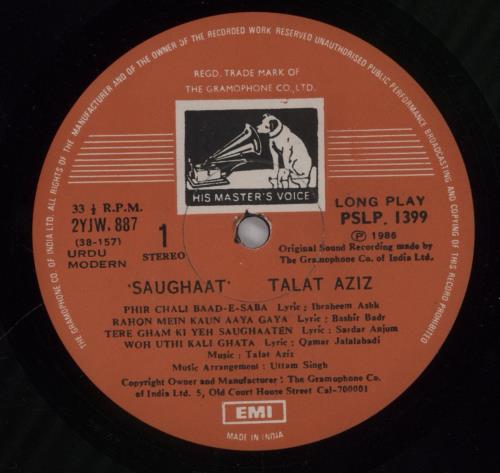Talat Aziz Saughaat 2-LP vinyl record set (Double LP Album) Indian 1P02LSA893734