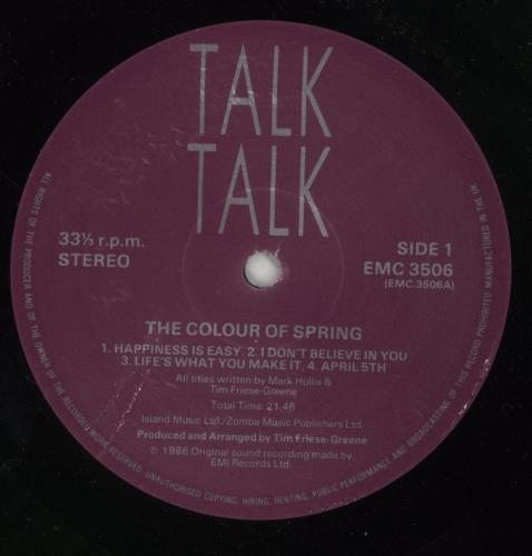 Talk Talk The Colour Of Spring - 1st - VG vinyl LP album (LP record) UK TTKLPTH777467