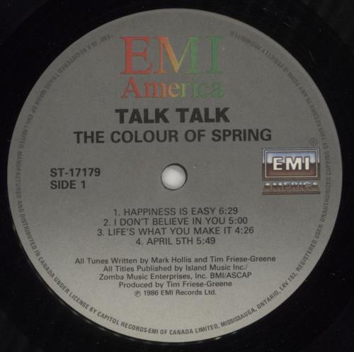 Talk Talk The Colour Of Spring vinyl LP album (LP record) Canadian TTKLPTH156692