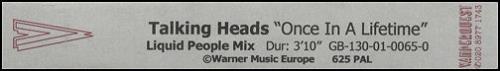 Talking Heads Once In A Lifetime video (VHS or PAL or NTSC) UK TALVION245348