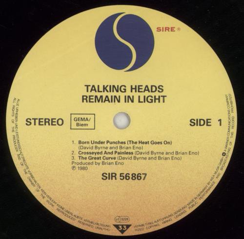 Talking Heads Remain In Light + Lyric Insert vinyl LP album (LP record) German TALLPRE815768