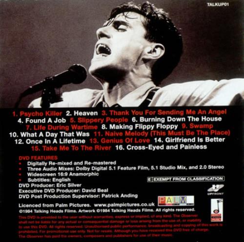 Talking Heads Stop Making Sense DVD UK TALDDST417928