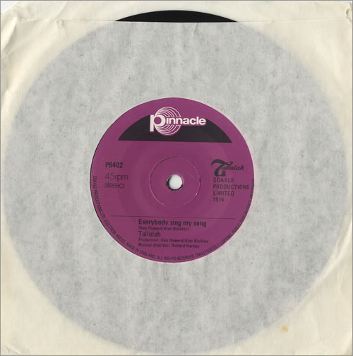 Tallulah Everybody Sing My Song 7" vinyl single (7 inch record / 45) UK 7LL07EV467976