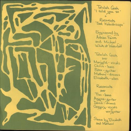 Talulah Gosh I Told You So/Sad Kaleidoscope 7" vinyl single (7 inch record / 45) UK TGH07IT769390