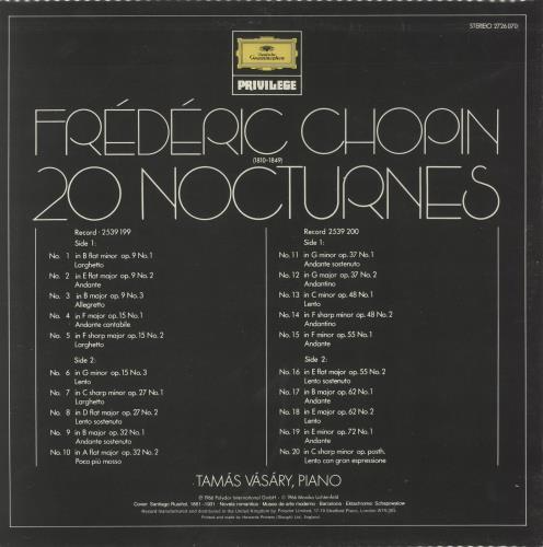 Tams Vsry Fredric Chopin 20 Nocturnes 2-LP vinyl record set (Double LP Album) German W2M2LFR723232