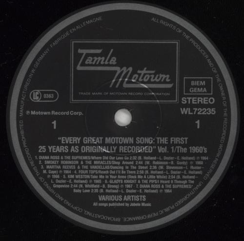 Tamla Motown Every Great Motown Song - Volume I: The 1960's vinyl LP album (LP record) UK MTWLPEV651404