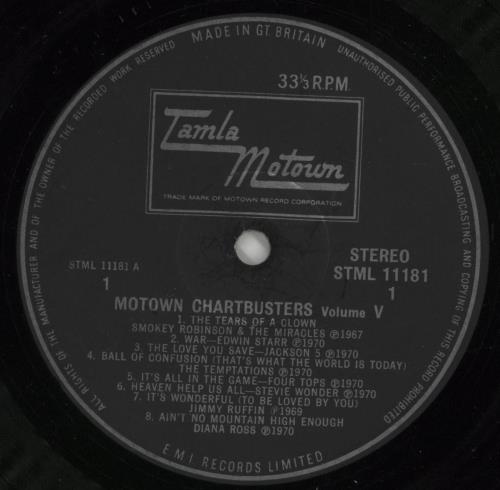 Tamla Motown Motown Chartbusters Vol. 5 vinyl LP album (LP record) UK MTWLPMO345998