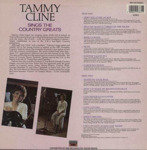 Tammy Cline Tammy Cline Sings The Great Country Hits vinyl LP album (LP record) UK 23XLPTA762532