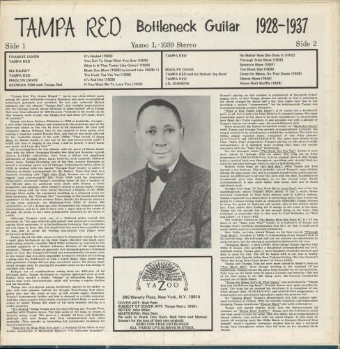 Tampa Red Bottleneck Guitar 1928-1937 vinyl LP album (LP record) US T08LPBO878478