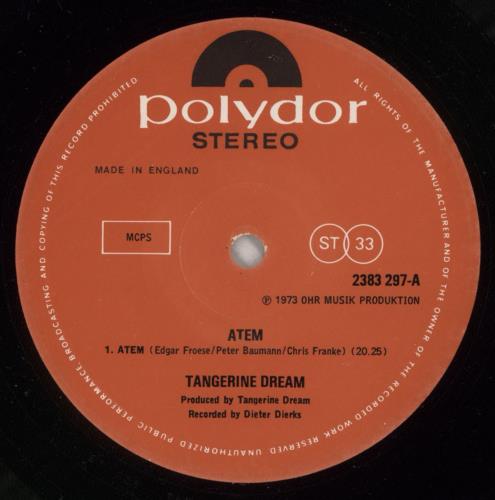 Tangerine Dream Atem vinyl LP album (LP record) UK TANLPAT77966