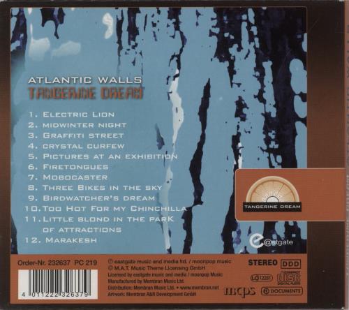 Tangerine Dream Atlantic Walls CD album (CDLP) German TANCDAT893604