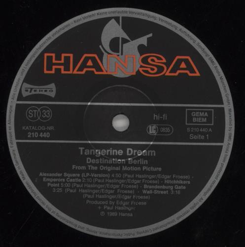Tangerine Dream Destination Berlin vinyl LP album (LP record) German TANLPDE857967