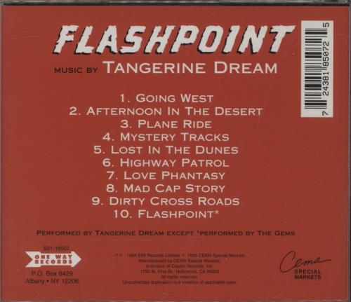 Tangerine Dream Flashpoint - EX CD album (CDLP) US TANCDFL893700