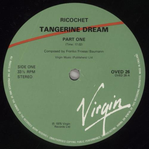 Tangerine Dream Ricochet vinyl LP album (LP record) UK TANLPRI858419