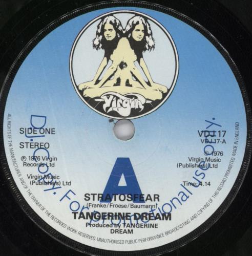 Tangerine Dream Stratosfear 7" vinyl single (7 inch record / 45) UK TAN07ST44199