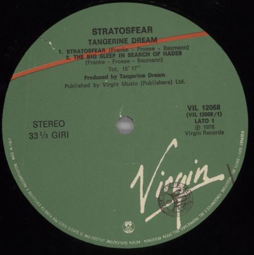 Tangerine Dream Stratosfear vinyl LP album (LP record) Italian TANLPST823362